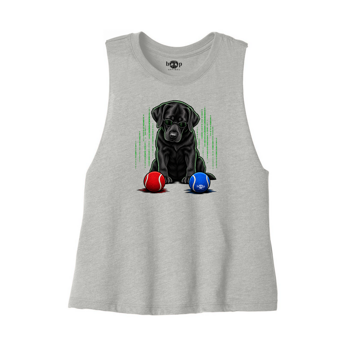 Down the Rabbit Hole Bella+Canvas 6682 crop tank in Athletic Heather, front flatlay