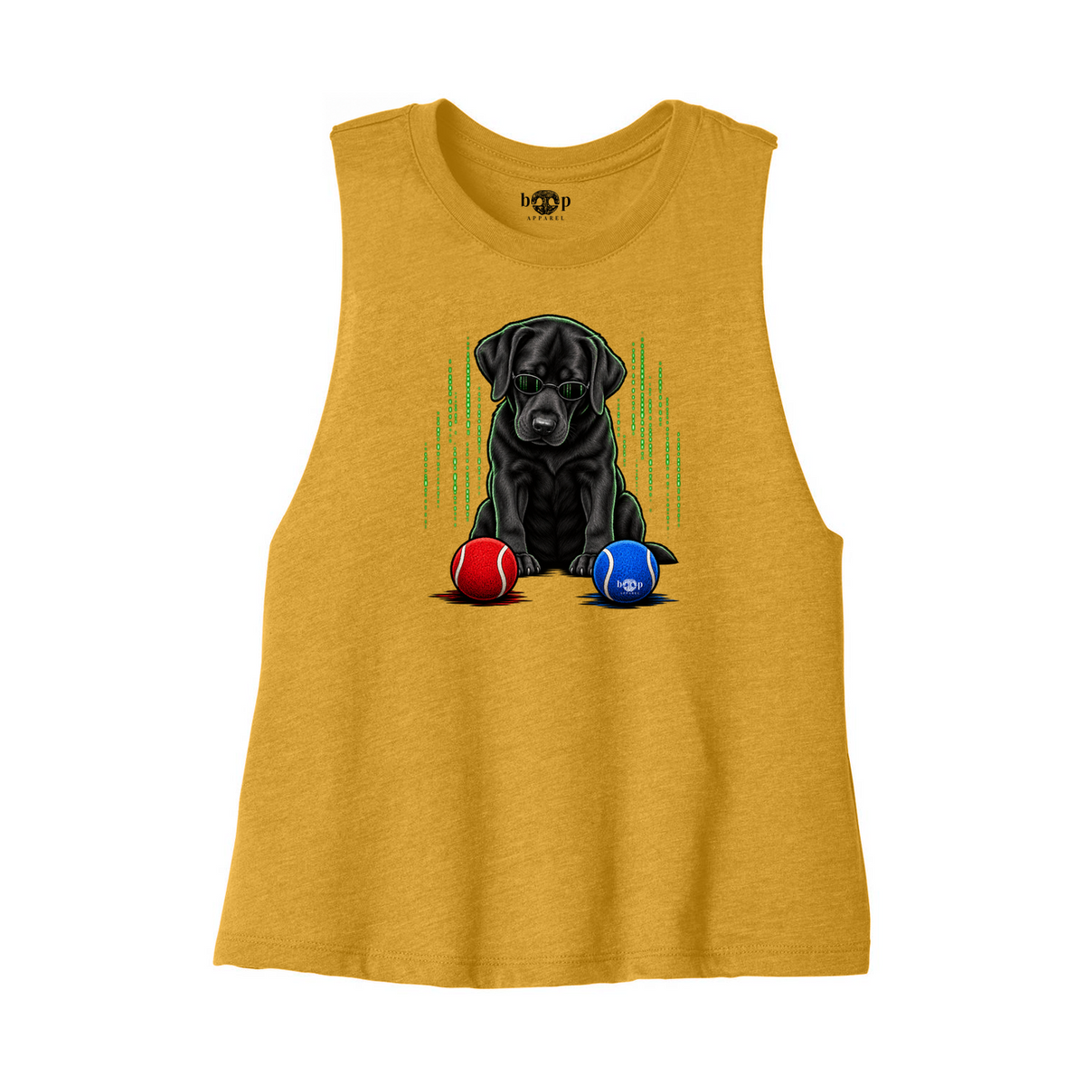 Down the Rabbit Hole Bella+Canvas 6682 crop tank in Heather Mustard, front flatlay