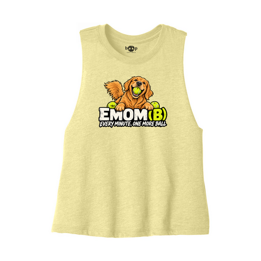 EMOM(B) Bella+Canvas 6682 crop tank in Heather French Vanilla, front flatlay