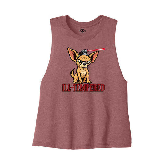 Ill-Tempered crop tank — Heather Mauve front flatlay
