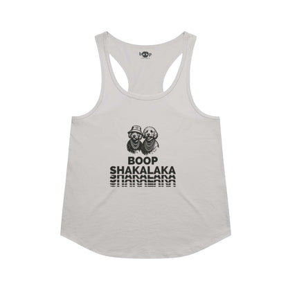 Boop Shakalaka racerback tank in Heather White