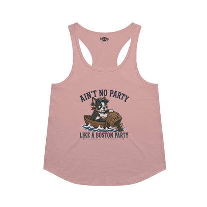 Boston Party racerback tank in Desert Pink