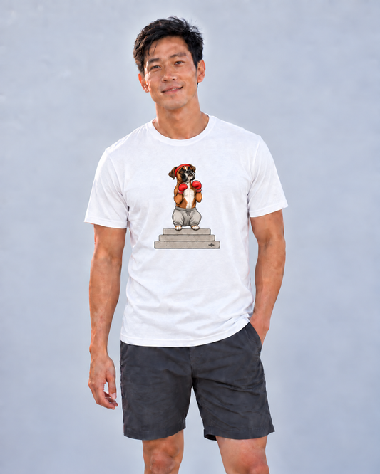 Finn wearing Boxer Everyday T in Solid White Blend