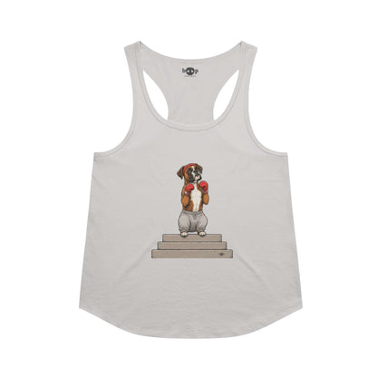 Boxer racerback tank in Heather White