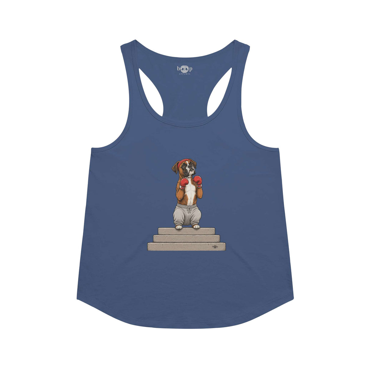 Boxer racerback tank in Vintage Royal