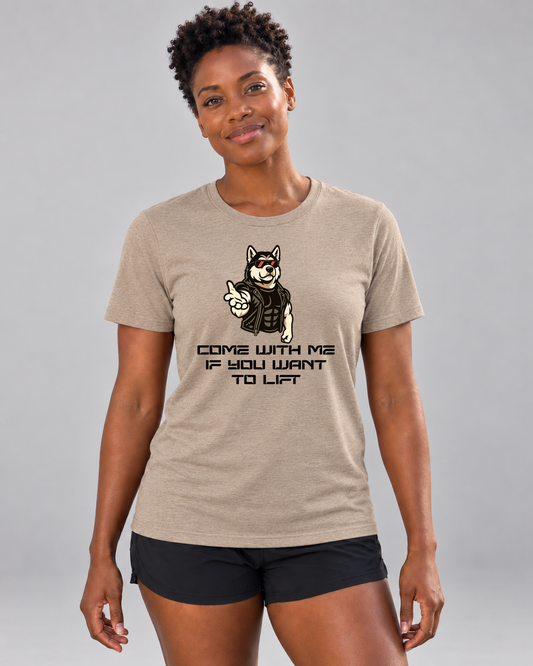 Brandy wearing Come With Me Everyday T in Heather Tan