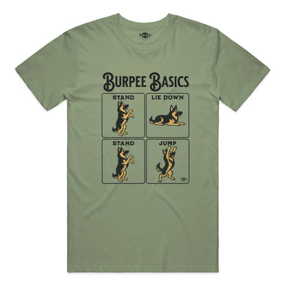 Burpee Basics performance t in military green triblend