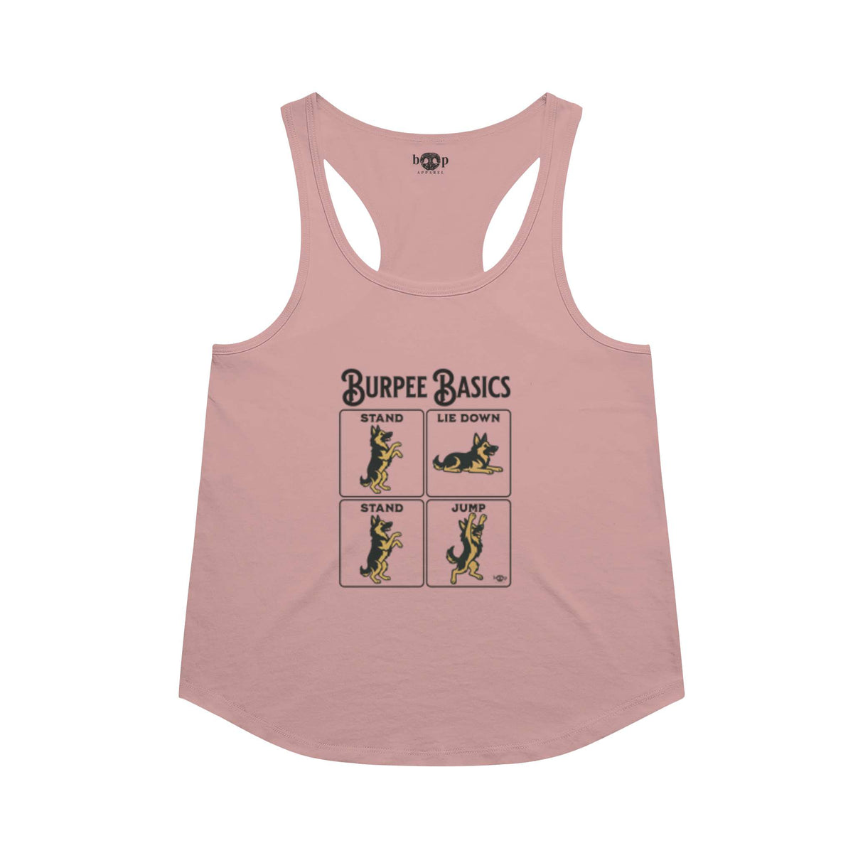 Burpee Basics racerback tank in Desert Pink