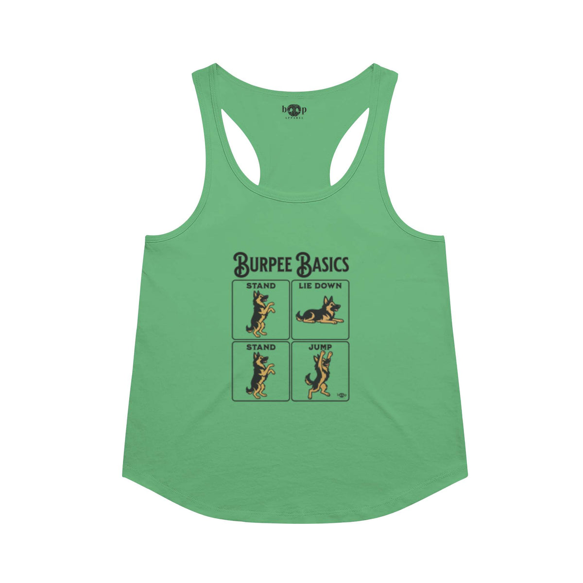 Burpee Basics racerback tank in Envy
