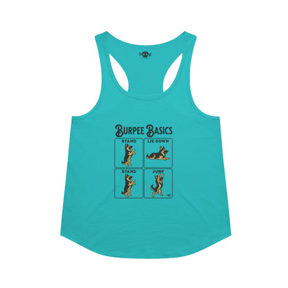 Burpee Basics racerback tank in Tahiti Blue