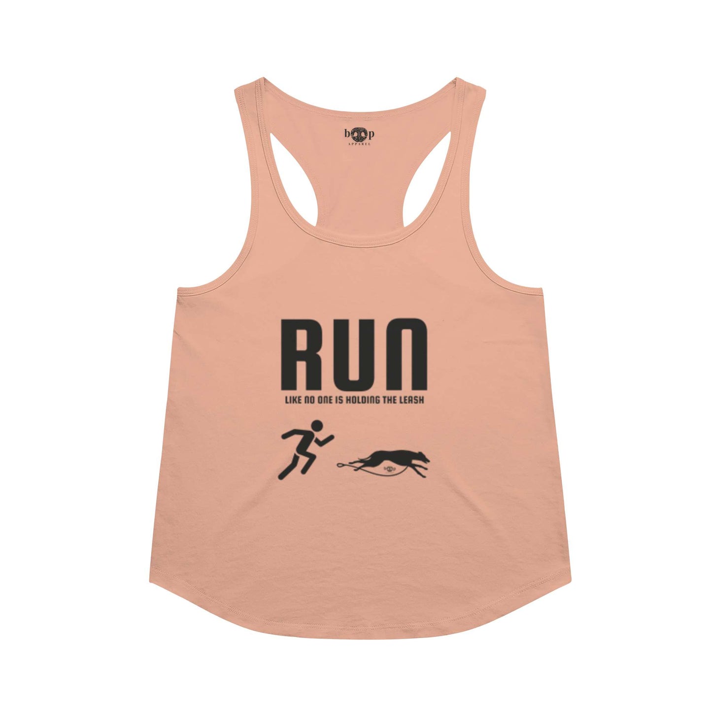 Funny dog owner t-shirt with sarcastic humor -Run Unleashed - Racerback Tank