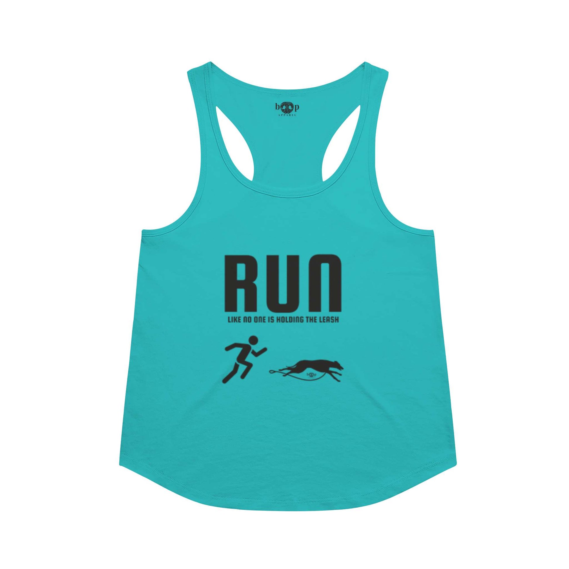 Funny dog owner t-shirt with sarcastic humor -Run Unleashed - Racerback Tank