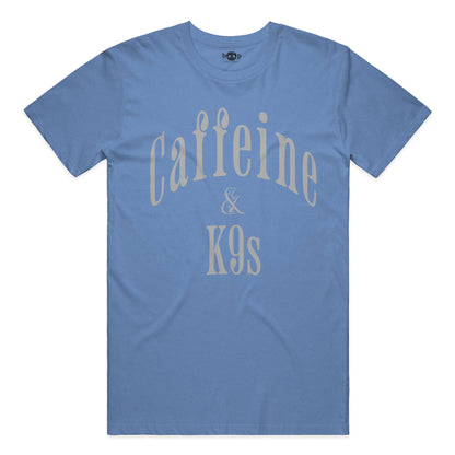 Caffeine & K9s everyday t in Heather Columbia Blue