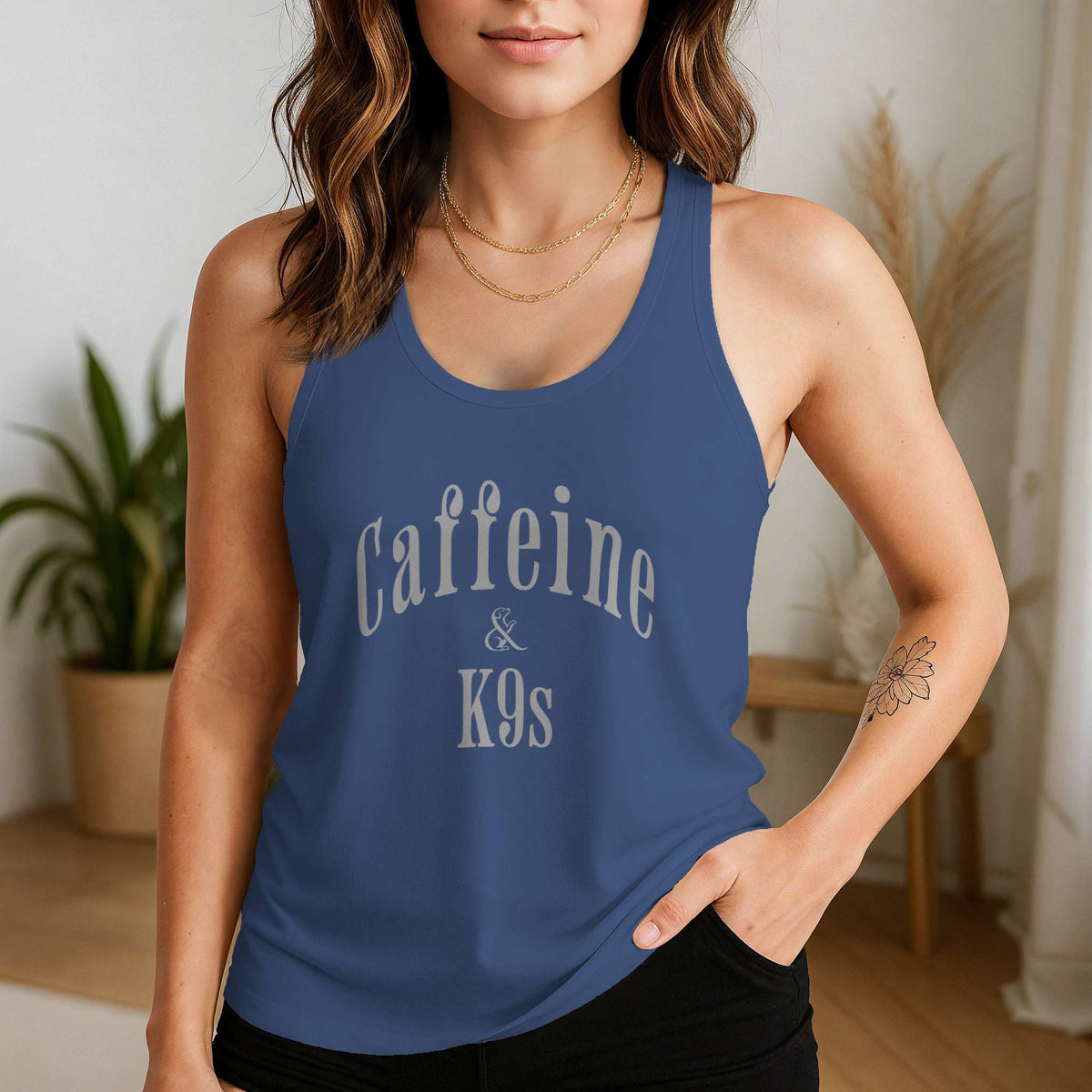 Caffeine & K9s Racerback Tank, alternate view 1