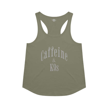 Caffeine & K9s racerback tank in military green