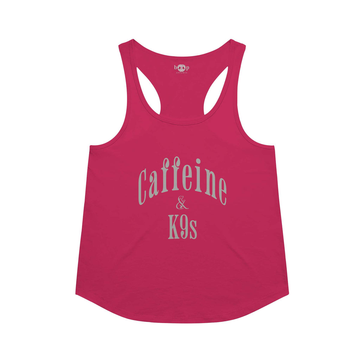 Caffeine & K9s racerback tank in Vintage Shocking Pink