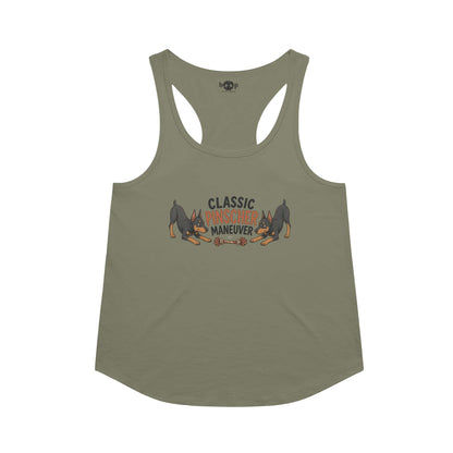 Classic Pinscher Maneuver racerback tank in military green