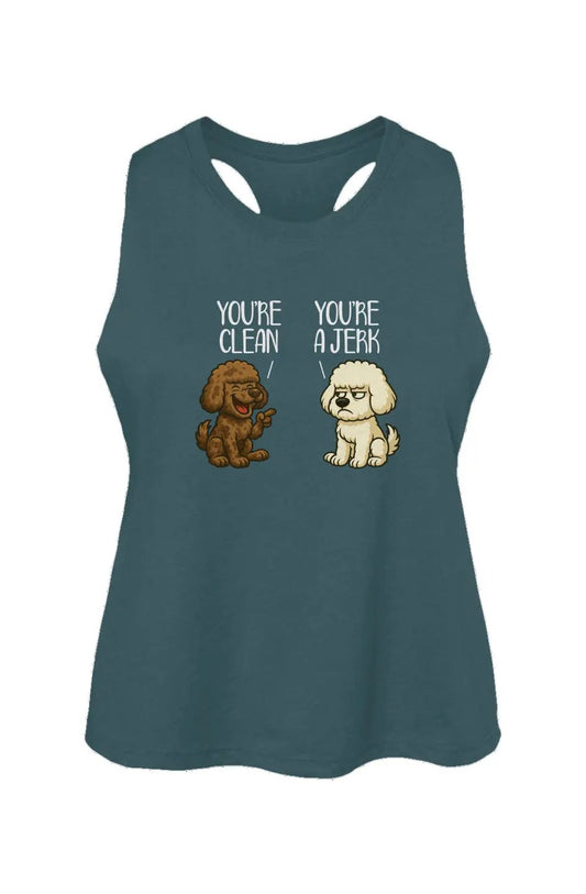 Clean and Jerk crop tank in Heather Deep Teal