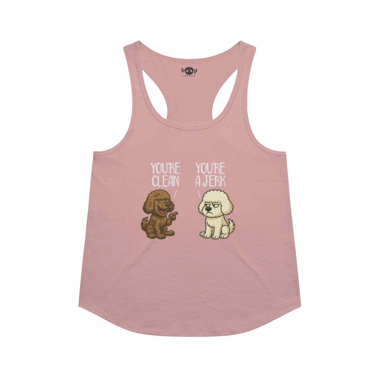 Clean and Jerk racerback tank in Desert Pink