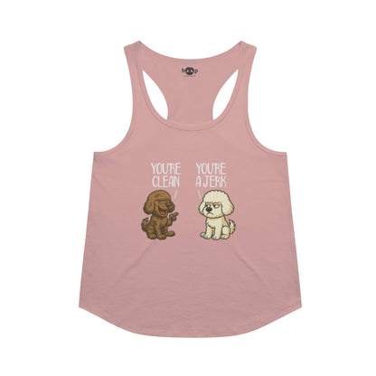 Clean and Jerk racerback tank in Desert Pink