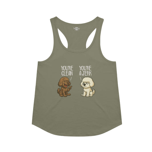 Clean and Jerk racerback tank in military green