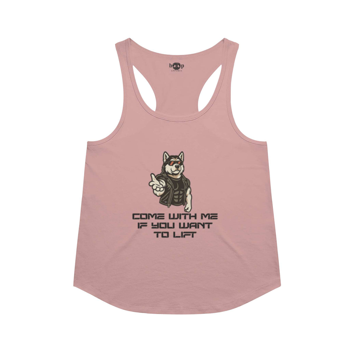 Come With Me racerback tank in Desert Pink