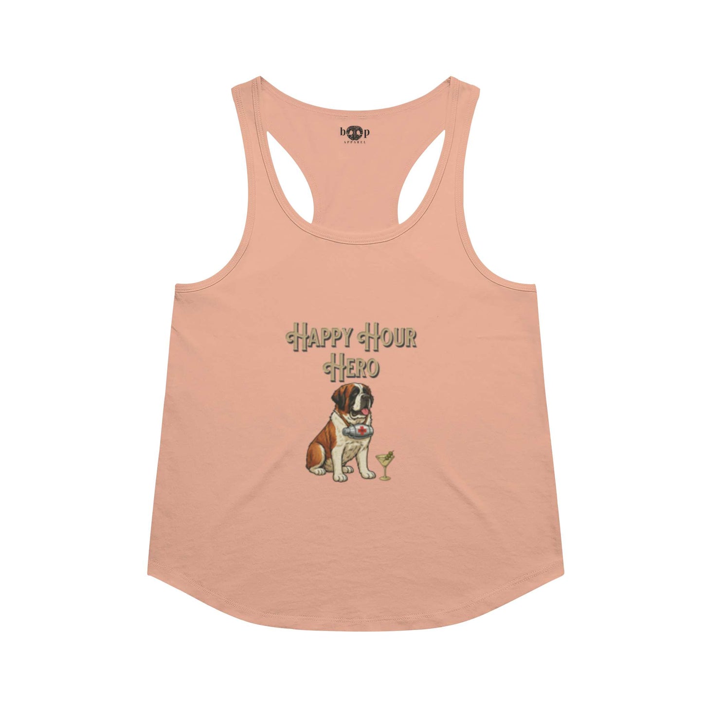 Funny dog owner t-shirt with sarcastic humor -Happy Hour Hero - Racerback Tank