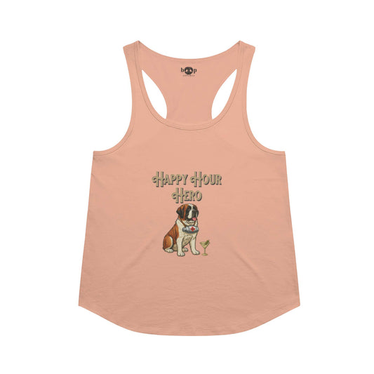 Funny dog owner t-shirt with sarcastic humor -Happy Hour Hero - Racerback Tank