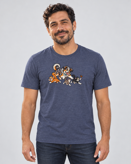 Dave wearing Herding Cats Everyday T in Heather Navy