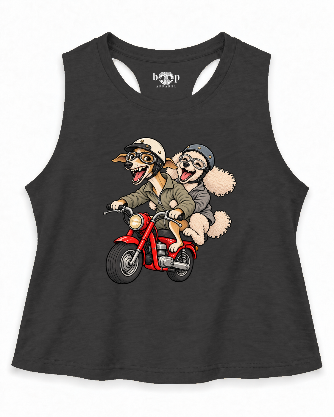 Dog and Dogger crop tank — Dark-Grey-Heather