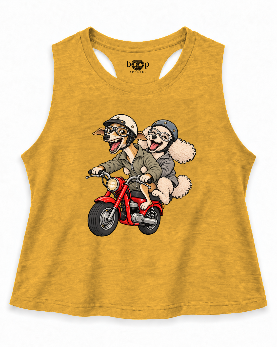 Dog and Dogger crop tank — Mustard