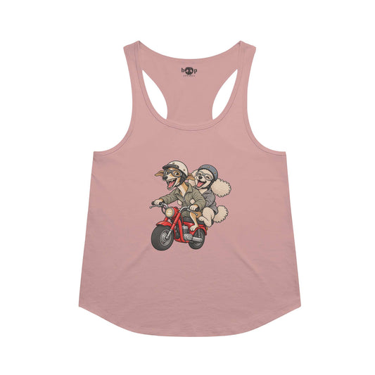 Dog and Dogger racerback tank in Desert Pink