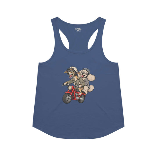 Dog and Dogger racerback tank in Vintage Royal