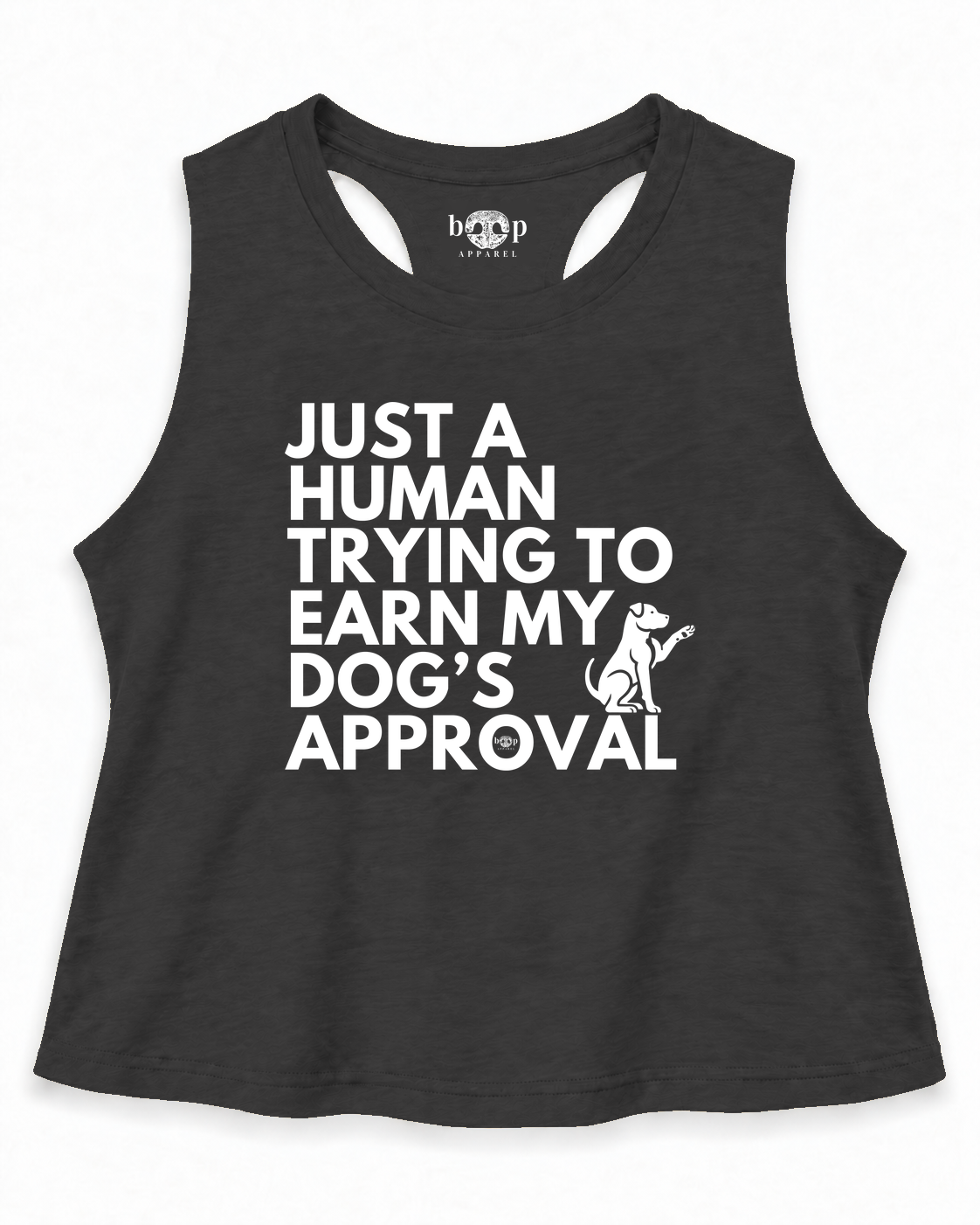 Dog's Approval crop tank in Dark Grey Heather