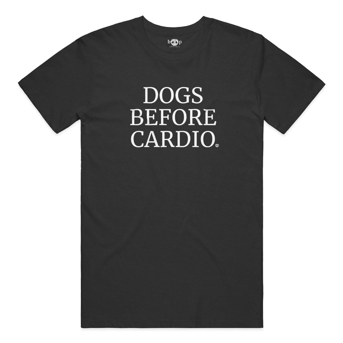 Dogs Before Cardio everyday t in black heather