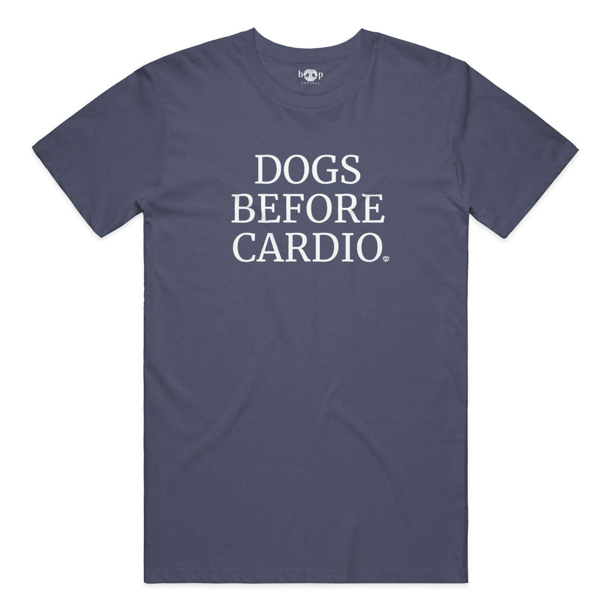 Dogs Before Cardio everyday t in heather navy