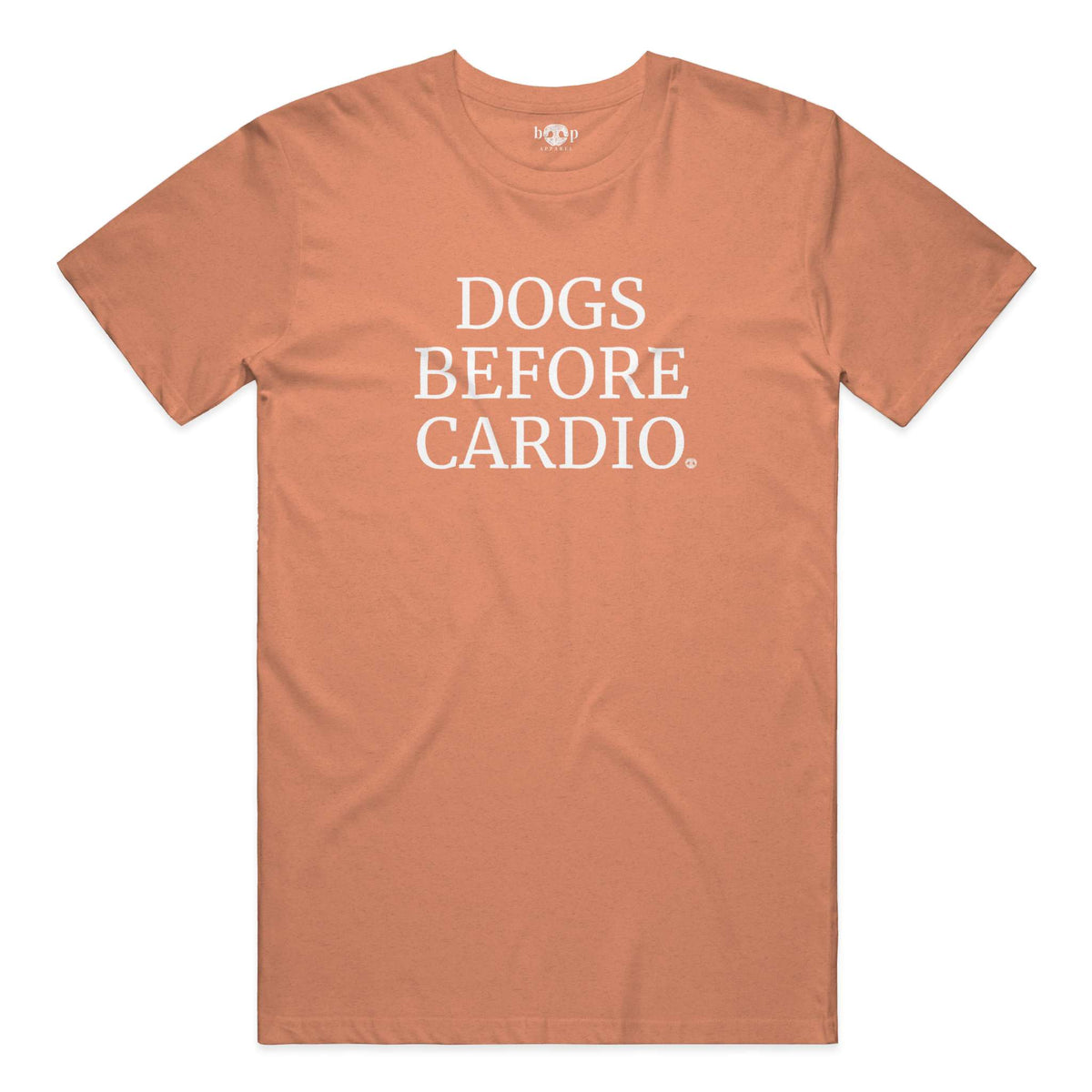 Dogs Before Cardio everyday t in heather orange