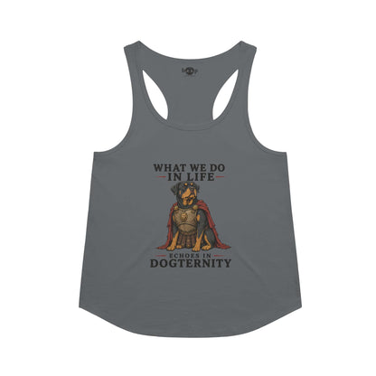 Echoes in Dogternity racerback tank in Indigo