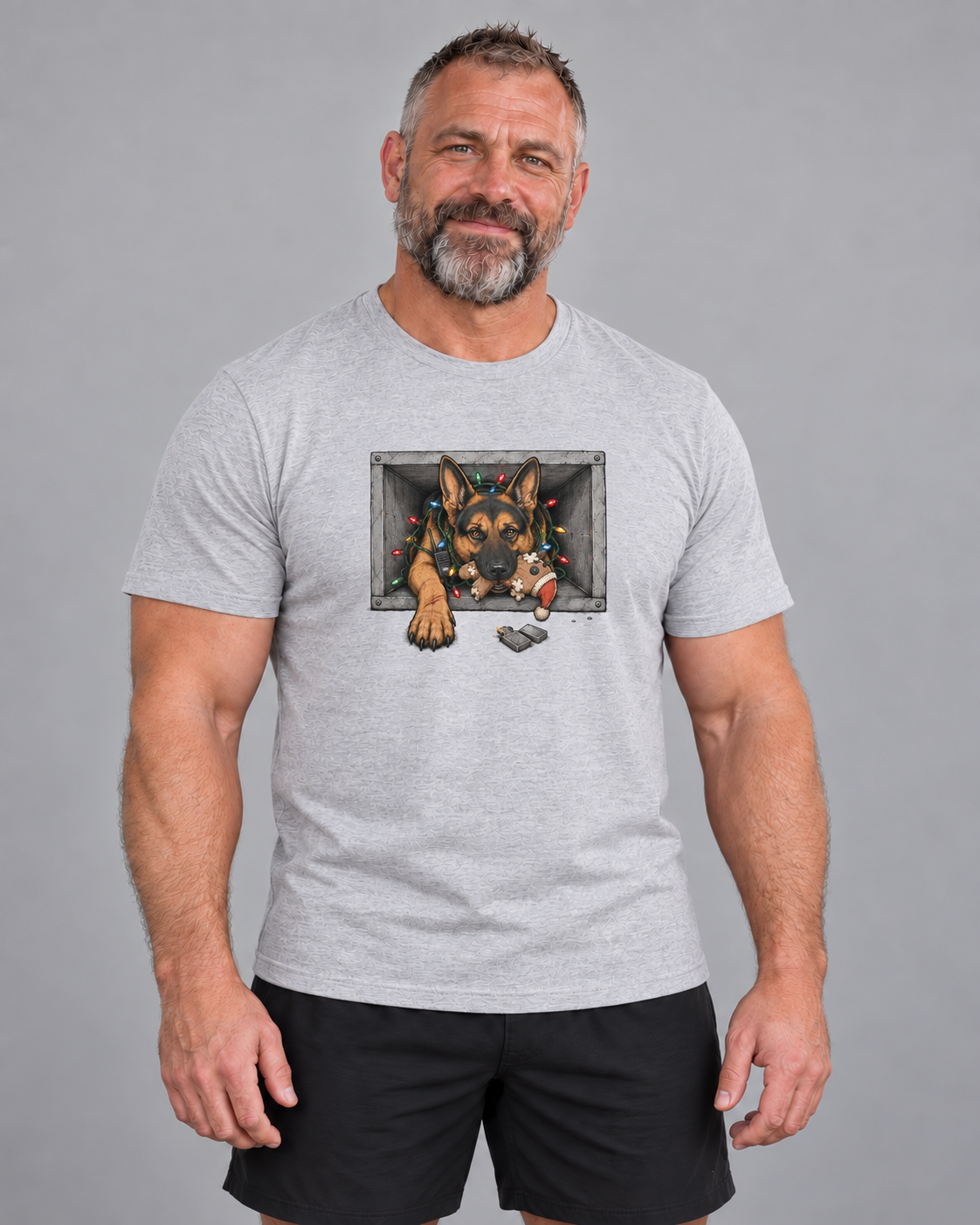 Ed wearing the Yippie K-9 Everyday T in Athletic Heather