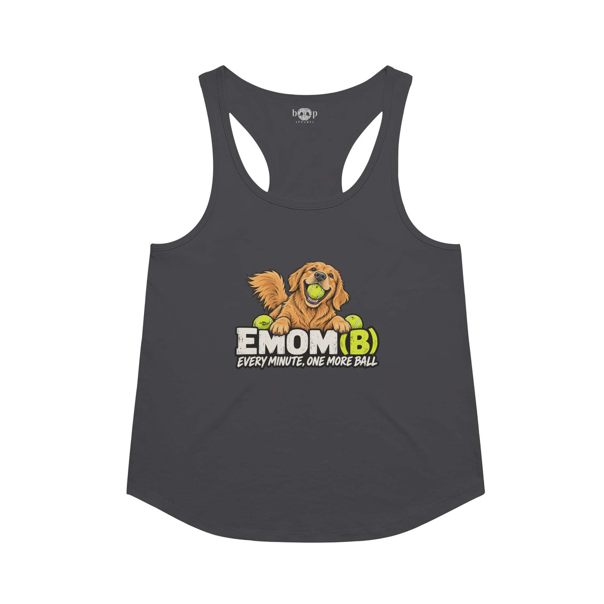EMOM(B) racerback tank in Vintage Black