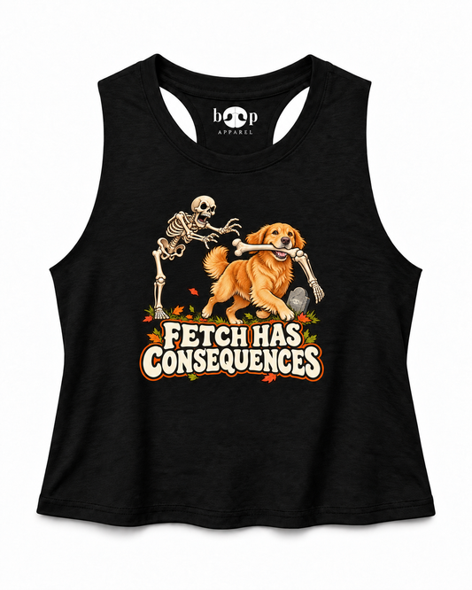 Fetch Has Consequences crop tank — Solid Black Blend