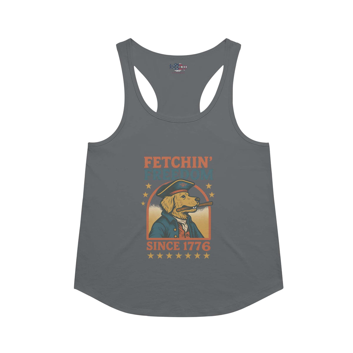 Fetchin' Freedom racerback tank in Indigo
