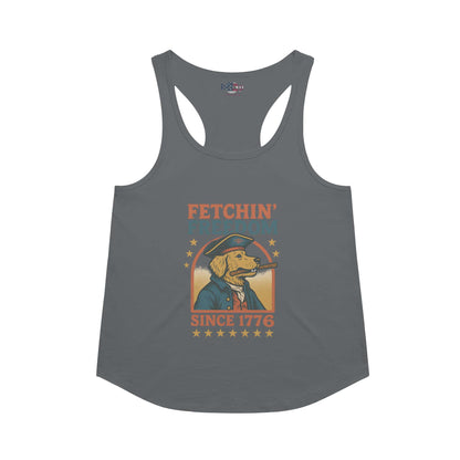 Fetchin' Freedom racerback tank in Indigo