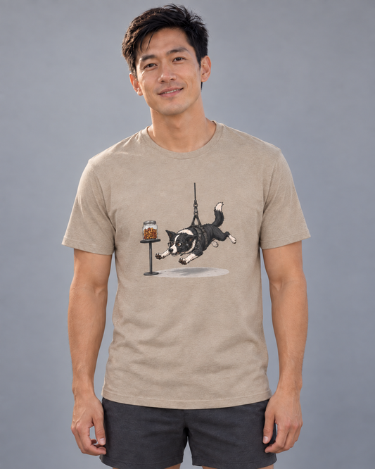 Finn wearing Mission: Impawsible Everyday T in Heather Tan