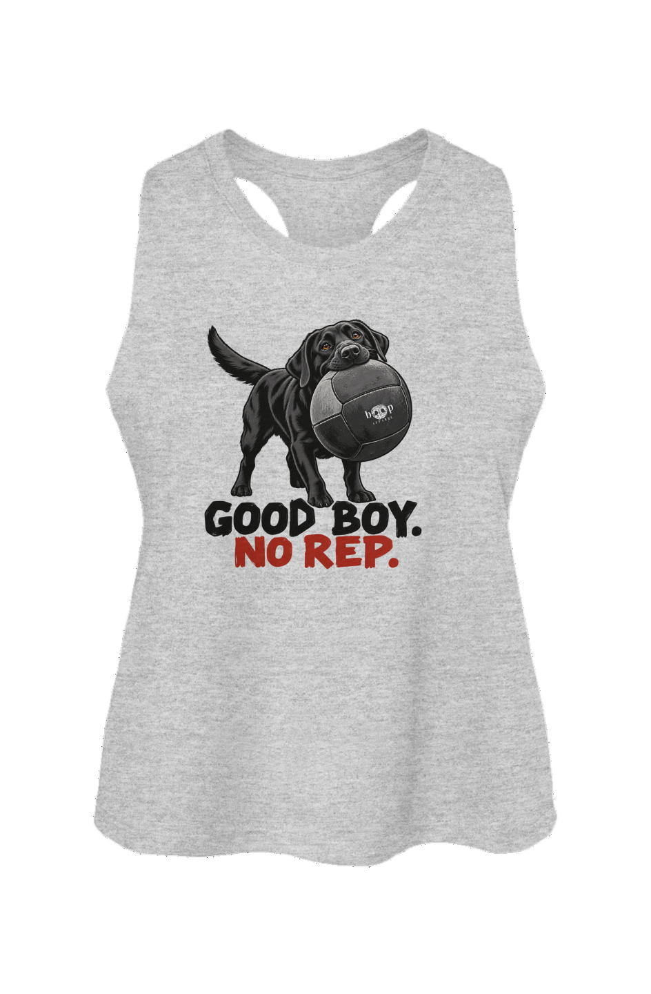 Good Boy No Rep crop tank in Athletic Heather
