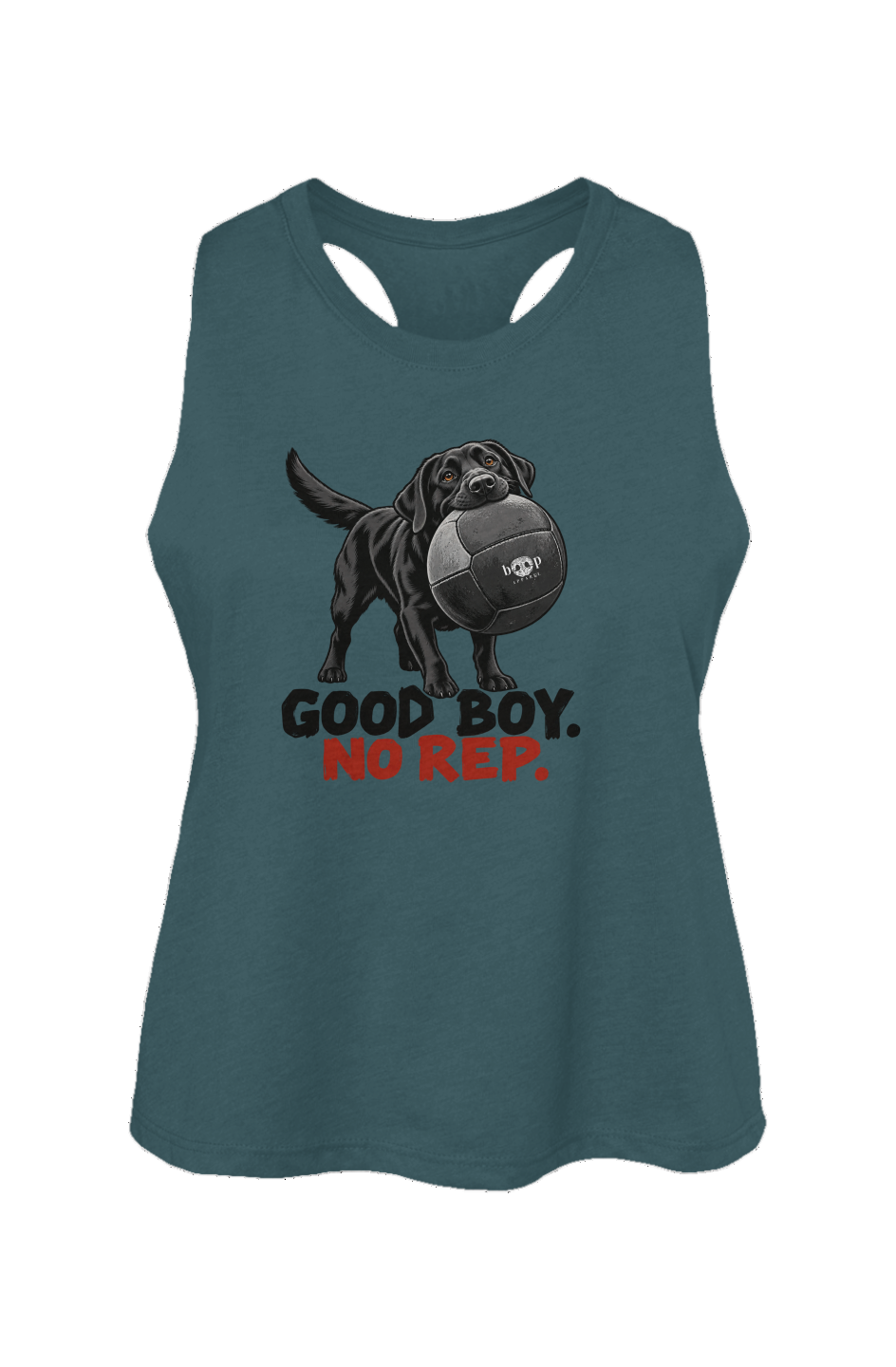 Good Boy No Rep crop tank in Heather Deep Teal