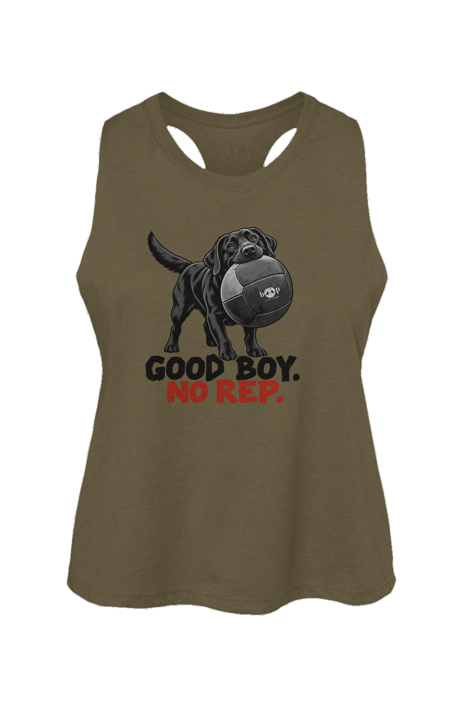 Good Boy No Rep crop tank in Heather Olive