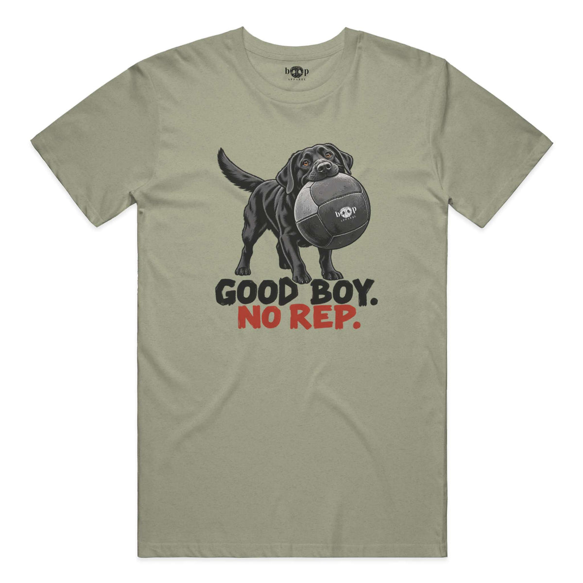 Good Boy No Rep everyday t in Heather Olive