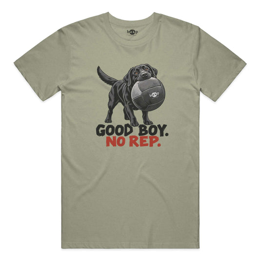 Good Boy No Rep everyday t in Heather Olive