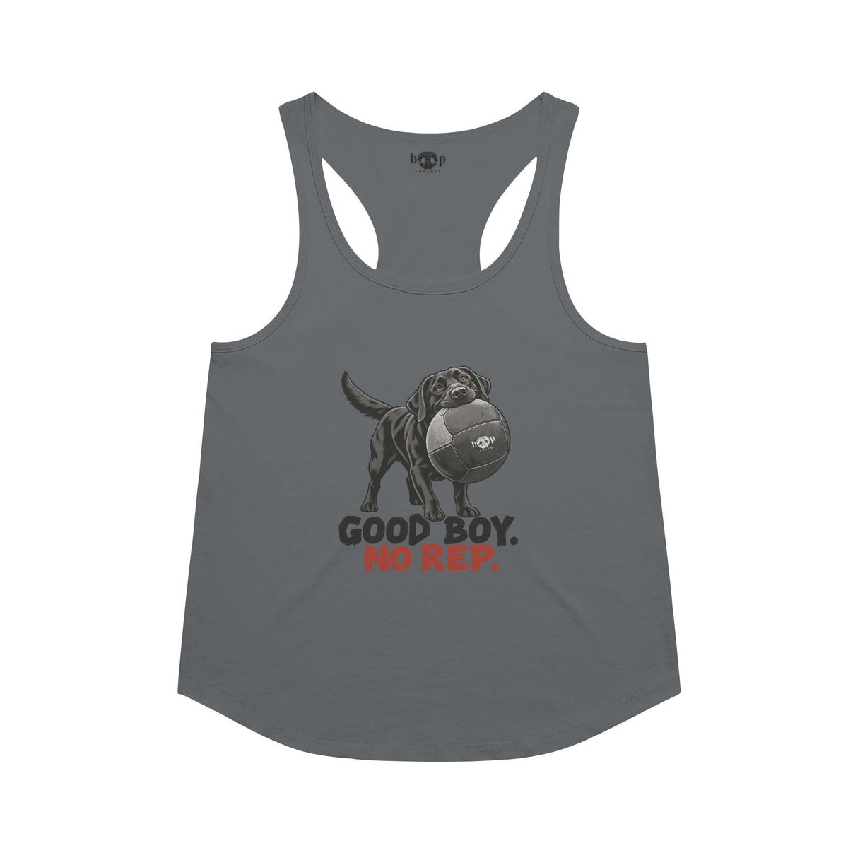 Good Boy No Rep racerback tank in Indigo